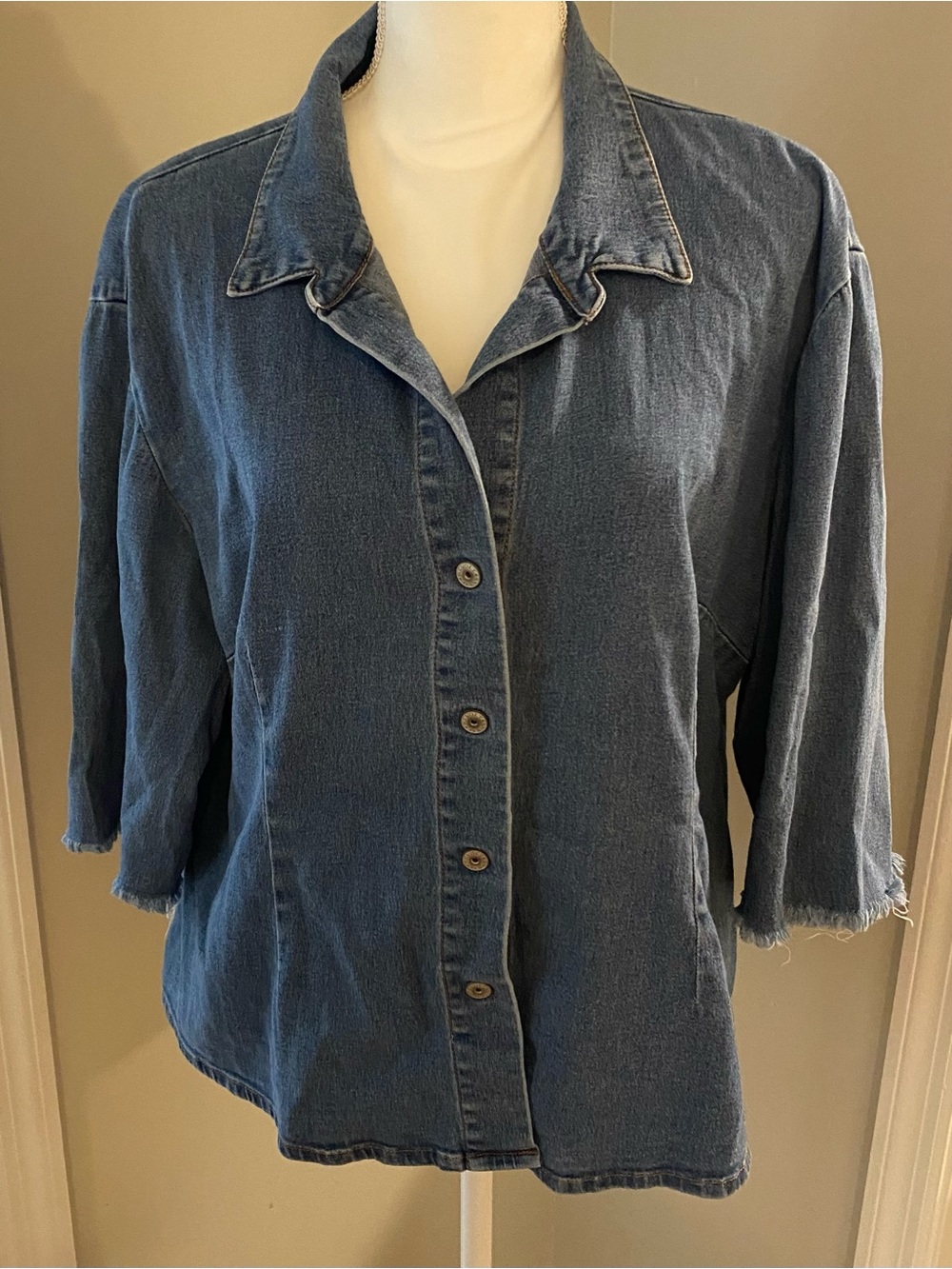 Revolt Jeans Classic Blue Denim Button-Front Women's Top Size XL